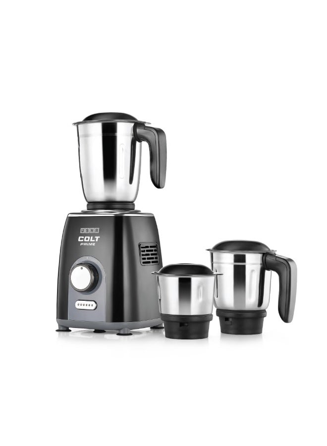 USHA Colt Prime Mixer Grinder| 500W| Powerful 100% Copper Motor| Rust Resistant Stainless Steel Jars & Blades| Uniform Grinding with 3 Jars| 5 Years Motor Warranty - Image 1
